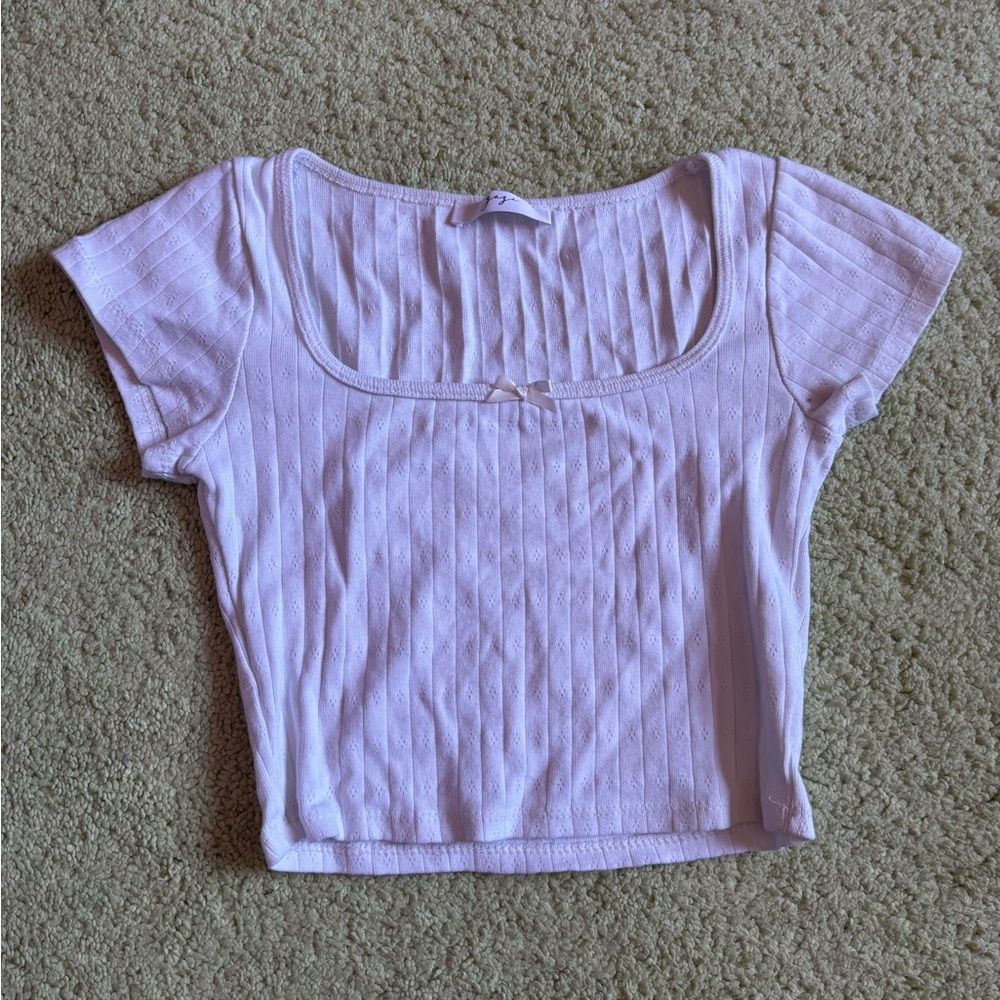 White crop top with bow